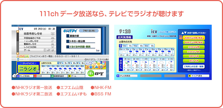 データ放送 サンプル画像