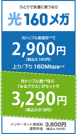 光160メガ料金プラン